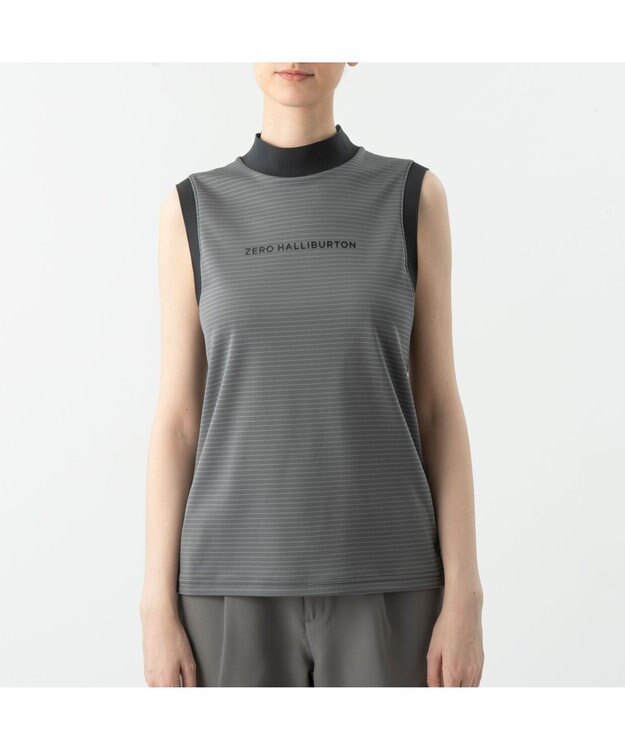ZERO HALLIBURTON ノースリーブボーダーモックネック ZHG-W6S5b 85218 グレー