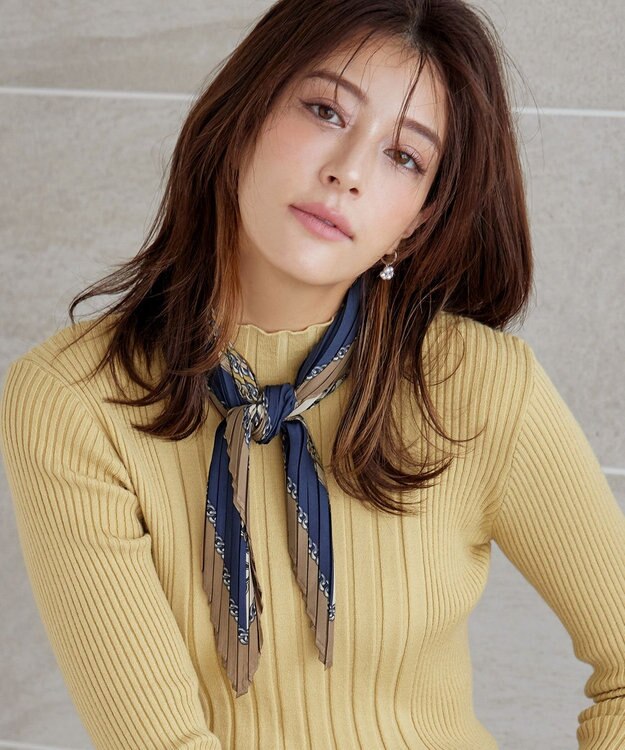 Tiaclasse 【選べる柄タイプ】プリーツスカーフ Bイエロー