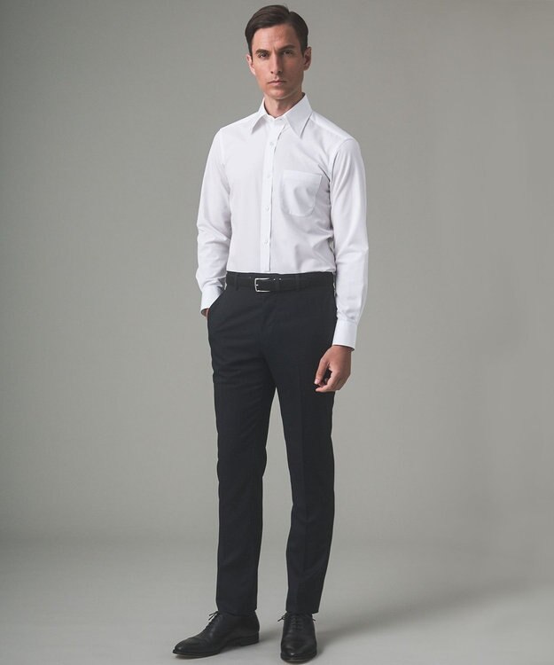 GOTAIRIKU 【形態安定/コンバーチブルカフス仕様】PREMIUMPLEATS_レギュラーカラー 通年ドレスシャツ ホワイト系