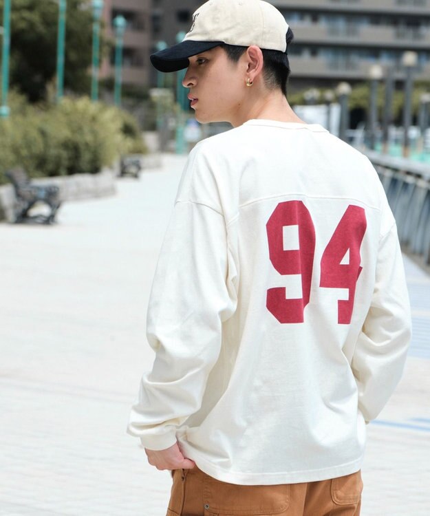 WEGO 【ユニセックス着用ITEM】ナンバリングフットボールBIG　T（LS） オフホワイト