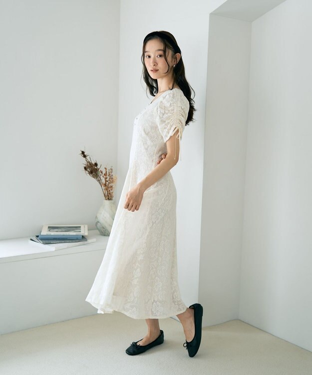 earth music&ecology パネル切り替えレースワンピース Ivory