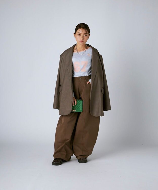 OP／FILA 【Kappa】ショート丈 ナンバーロゴ 肩ストラップロンT 杢グレー