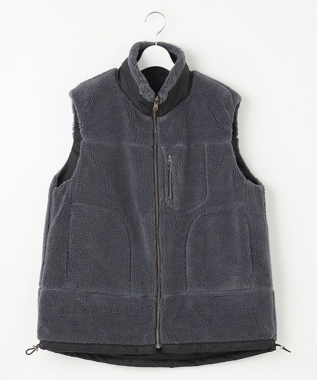 23区 S 【SLOW/一部店舗限定】リバーシブルボアコンビ ベスト スレートグレーボア xブラック