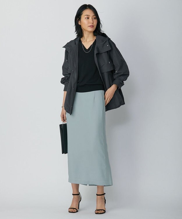 ICB 【WEB限定カラーあり・洗える】 FluidBackSatin スカート ジェイドグレー系