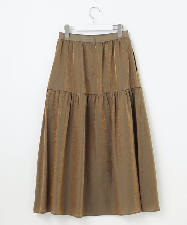 自由区 【洗える】ブライトシアーシャンブレー スカート ブロンズ