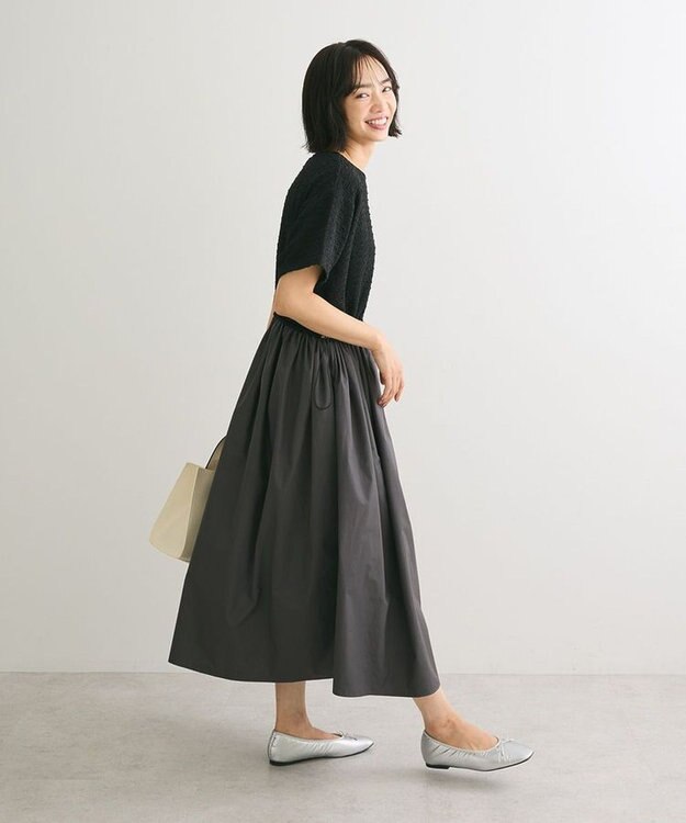 Green Parks ドロストドッキングワンピース Charcoal Gray