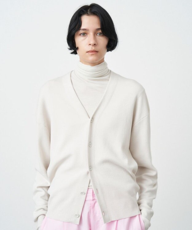 ATON 50/2 NATURAL DYE ORGANIC | Vネックカーディガン WARM WHITE
