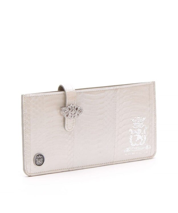 A.D.M.J. 【スワロフスキー×スネークレザー】アールデコスリムウォレット WHITE PEARLIZED