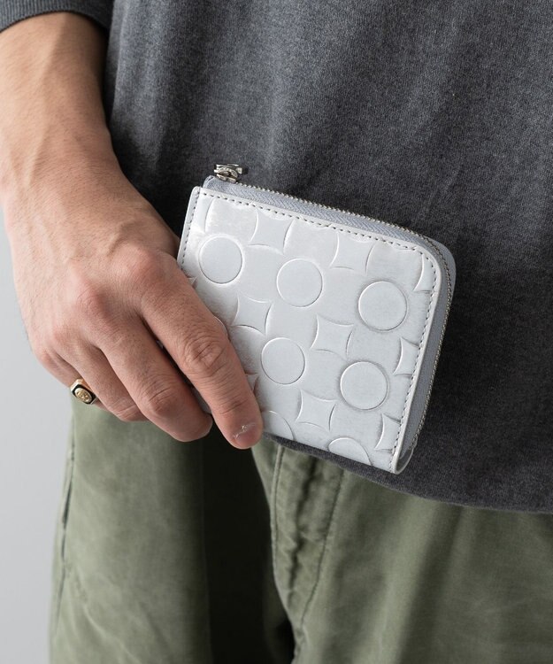 MIYABIYA La quoh with kirakaracho 南蛮七宝アルチザンレザー ミニL字ファスナー財布 月白銀（シルバー）