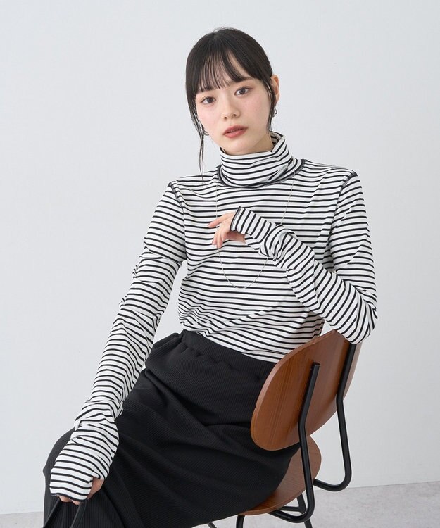 earth music&ecology リブタートルネックプルオーバー Border