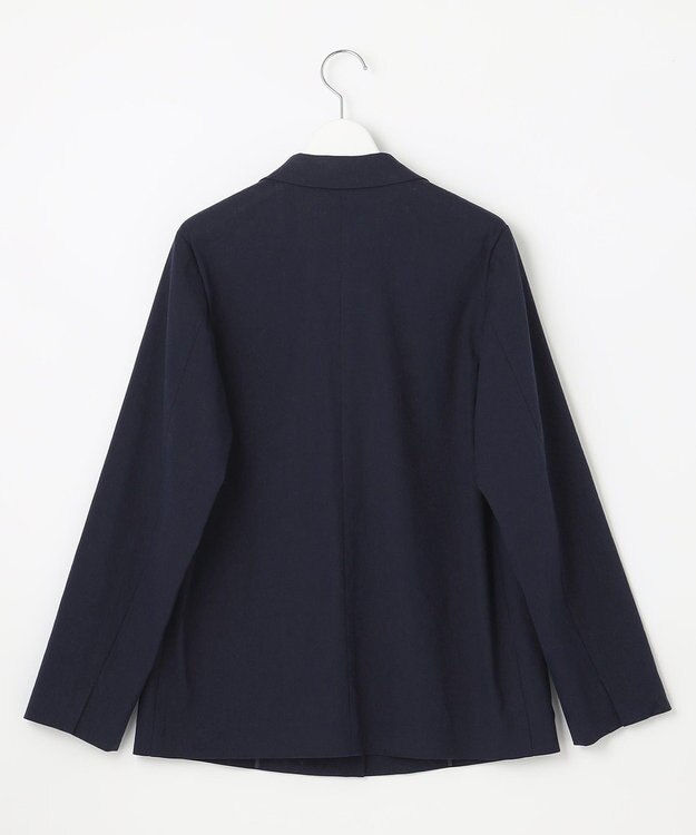 自由区 【洗える】テンセルリネンストレッチ テーラードジャケット ネイビー系