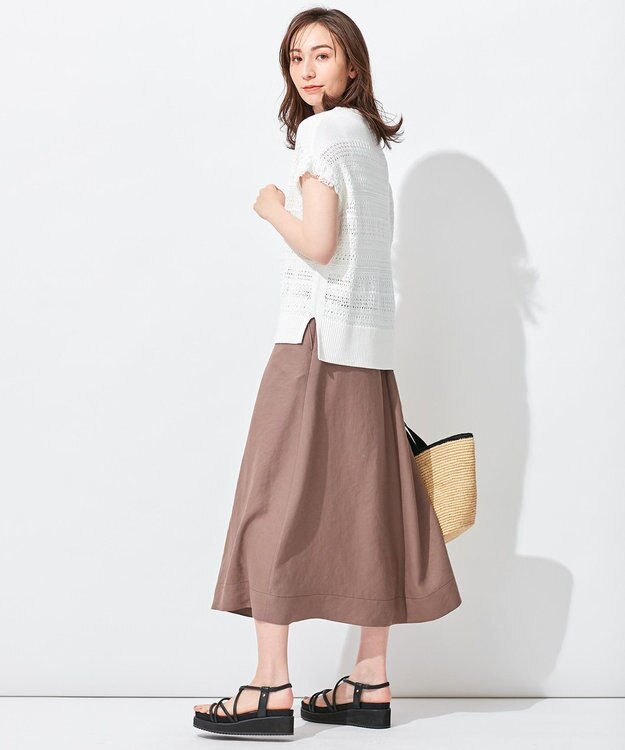 自由区 【洗える】フリンジディテール ニット アイボリー系