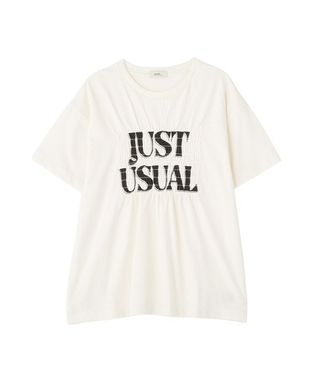 earth music&ecology シャーリングロゴTシャツ Off White