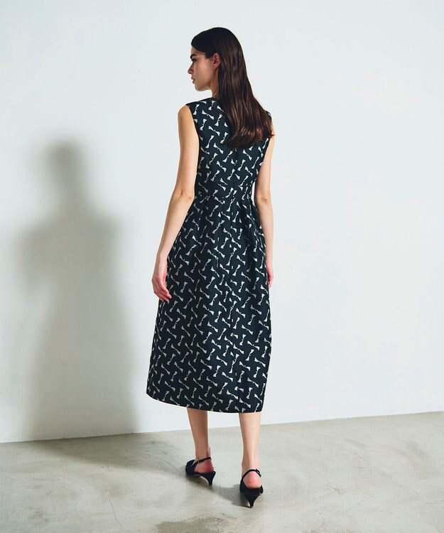 GRACE CONTINENTAL リボンジャガードワンピース ブラック