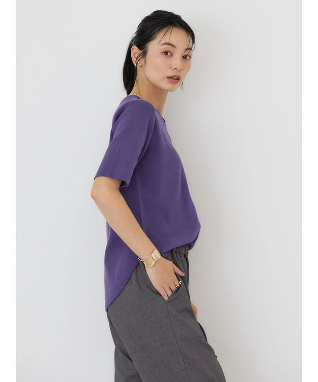 AMERICAN HOLIC ５分袖ニットプルオーバー Purple