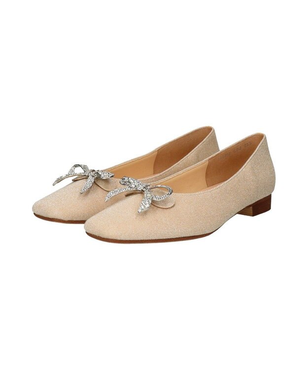 Bridget Birkin 【Bridget Birkin】ビジューリボンラメパンプス ゴールド雑材