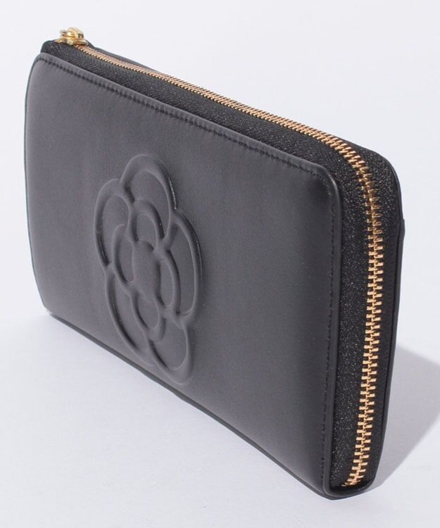 CLATHAS ワッフル　Lファスナー長財布 ブラック
