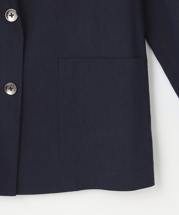 自由区 【洗える】テンセルリネンストレッチ テーラードジャケット ネイビー系