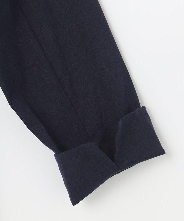 自由区 【洗える】テンセルリネンストレッチ テーラードジャケット ネイビー系