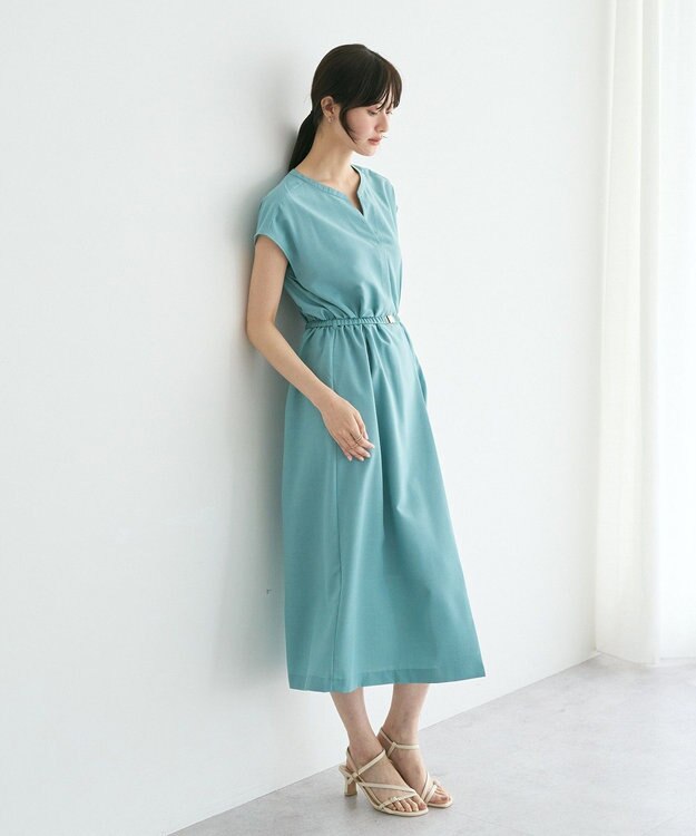 YECCA VECCA リネンライクスキッパーワンピース Green