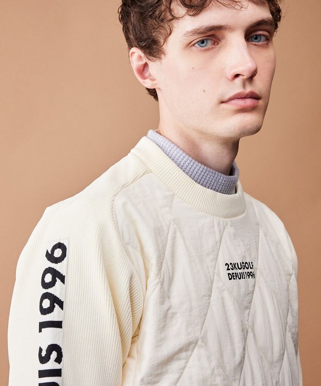 23区GOLF 【MEN】中綿キルトプルオーバー アイボリー系