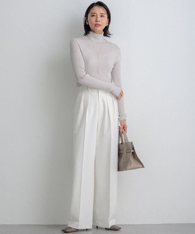 23区 【洗える】シアーラメタートル ニット シルバー系