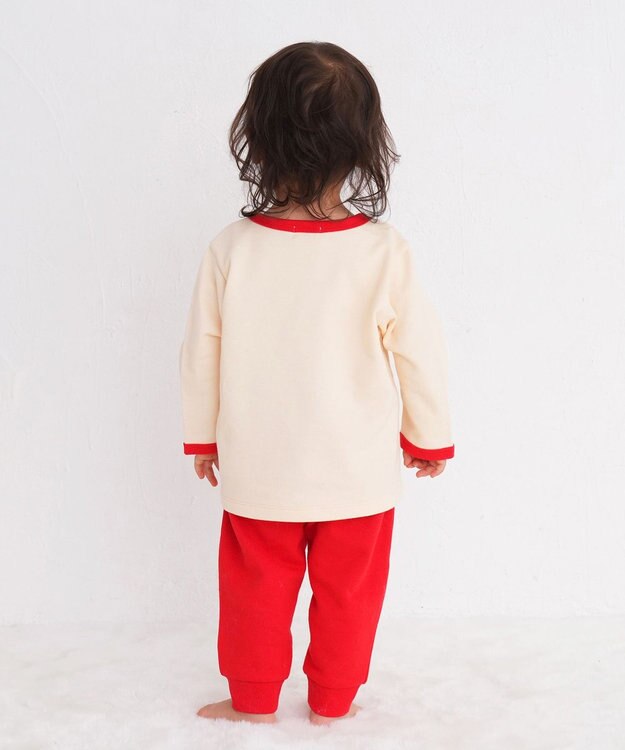 MIKI HOUSE HOT BISCUITS 【80-120cm】 カップケーキ柄 ミニ裏毛 ルームウェア上下セット 赤