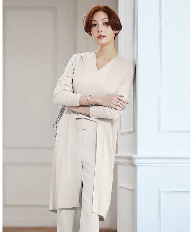 ICB 【WEB限定カラーあり】 シンセティックハイゲージ ロングカーディガン トープ系