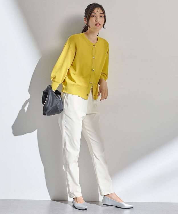 ANY シアーニットショートカーディガン イエロー