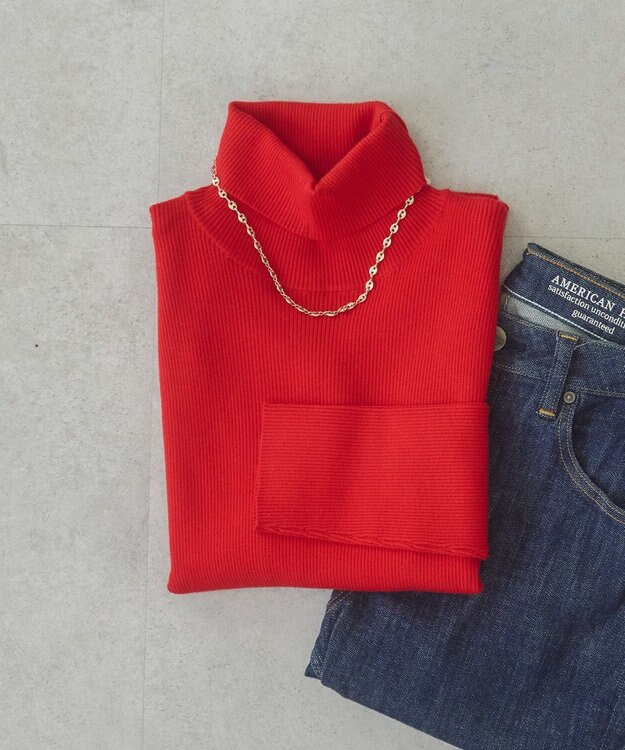 AMERICAN HOLIC バイパチリブタートルネックニットプルオーバー Red