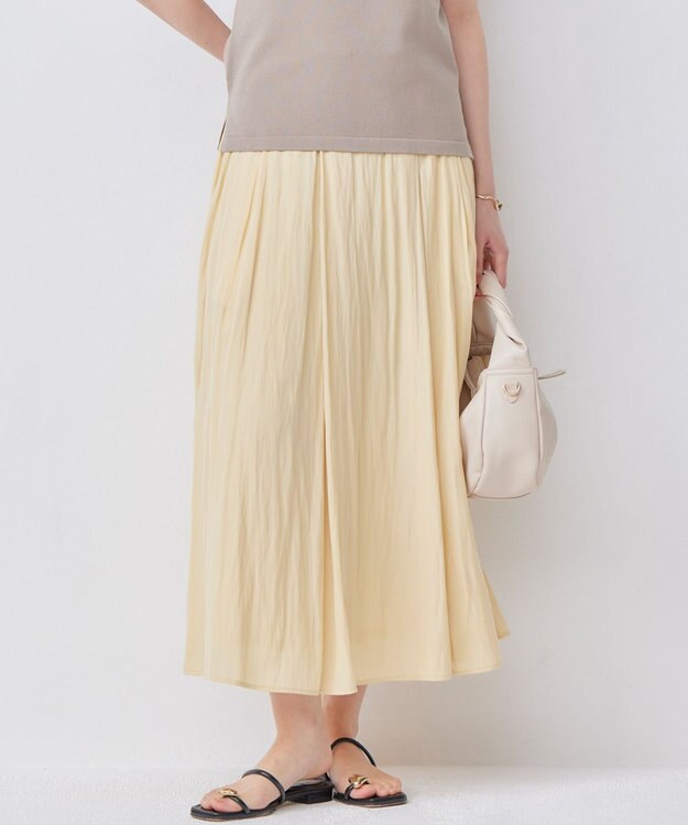 組曲 【WEB限定】ギャザーライトデシン タックスカート カスタード系