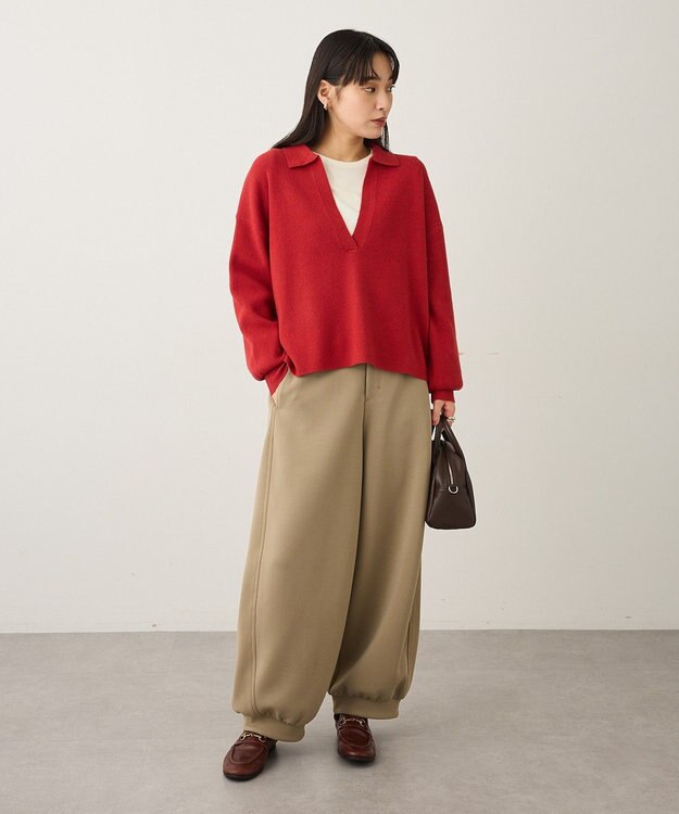 CRAFT STANDARD BOUTIQUE 深Vネックニットプルオーバー Red
