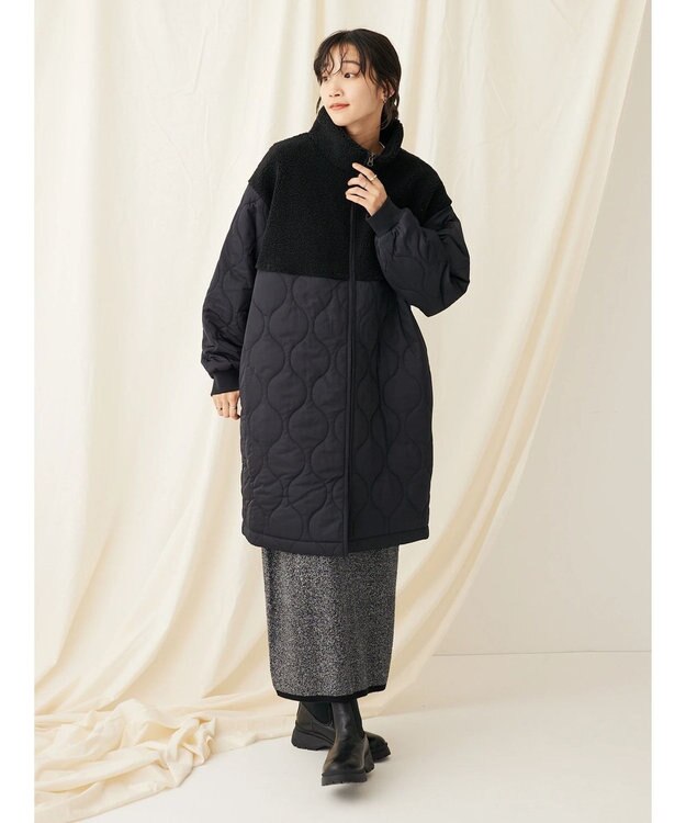 CRAFT STANDARD BOUTIQUE ボア＆キルティングスタンドコート Dark Navy