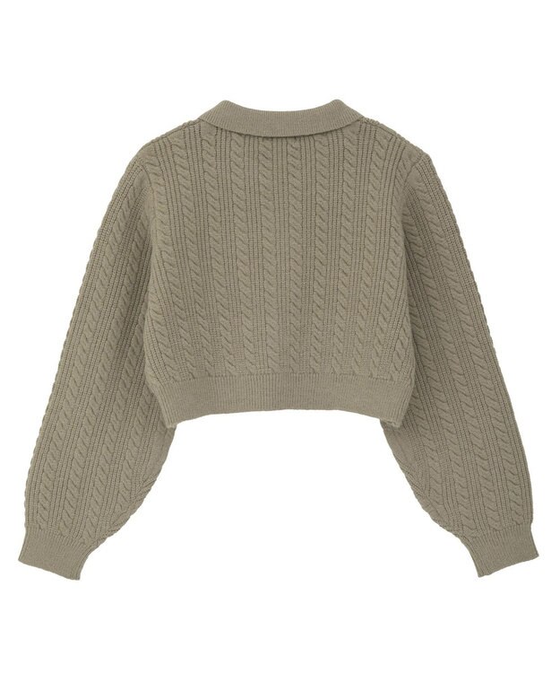 earth music&ecology 襟付きケーブルニットジャケット Mocha