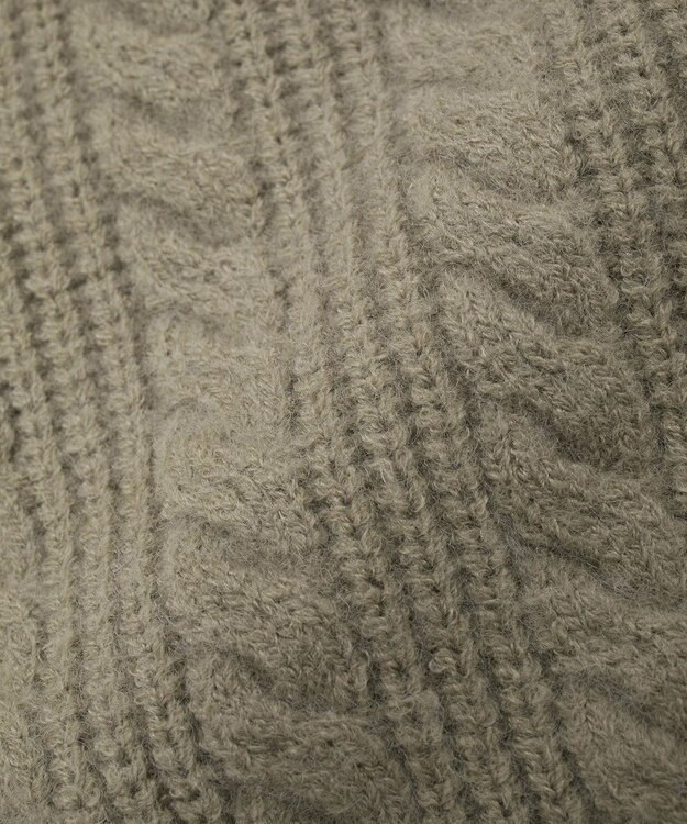 earth music&ecology 襟付きケーブルニットジャケット Mocha