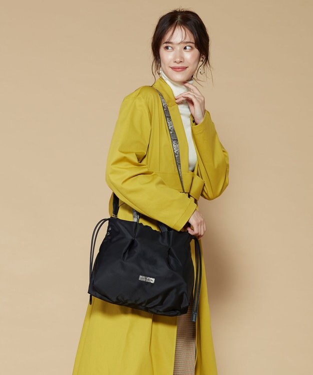 LA BAGAGERIE ドローストリング2WAYトート Sサイズ ブラック×パイソン