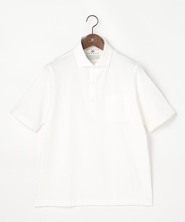 JOSEPH ABBOUD 【オーガニックコットン使用・JAPANファブリック】ミニ千鳥サッカー ポロシャツ ホワイト系