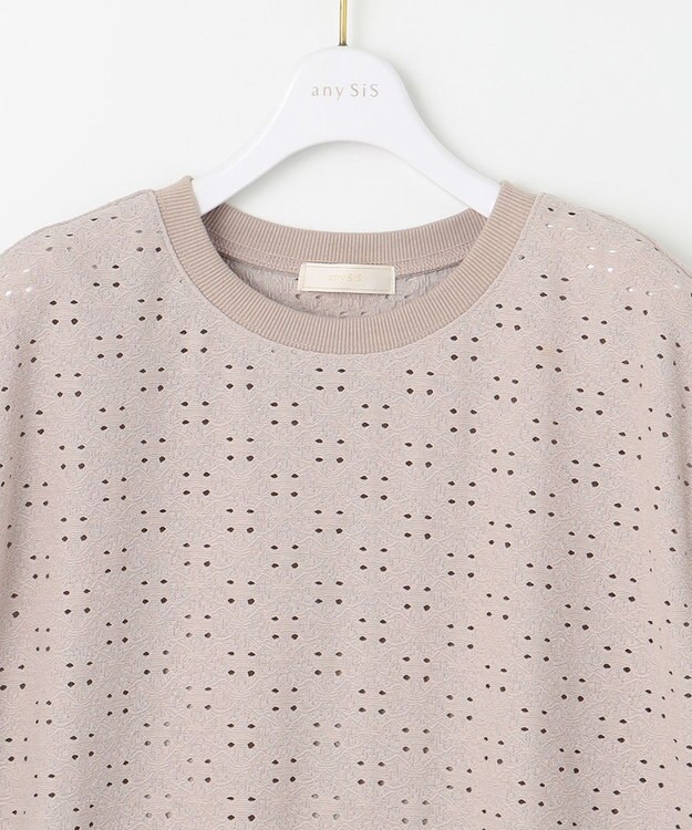 ANY SIS レーシージャカード カットソー ローズグレー