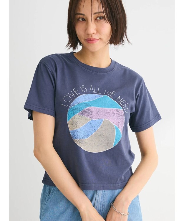 Green Parks ・Ｄｏｕｂｌｅ　Ｆｌａｇｓウ゛ィンテージライクプリントＴ Navy