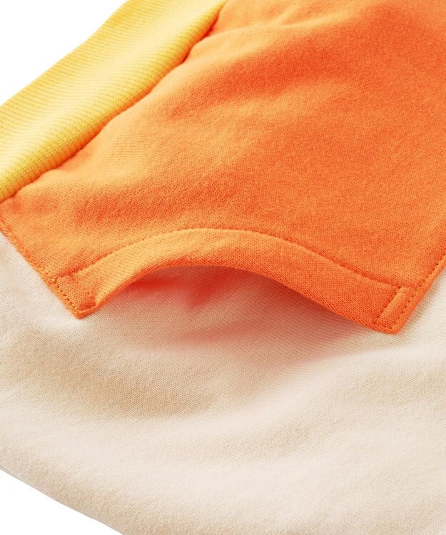 MIKI HOUSE HOT BISCUITS 【80-120cm】 マルチカラー配色切り替え ロゴパーカー オレンジ