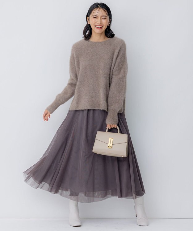 23区 L 【滝沢眞規子さん着用】クルーネック ヘアリー ニット ブラウン系