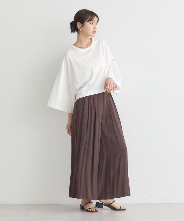 earth music&ecology アソートプリントワイドTee Ivory