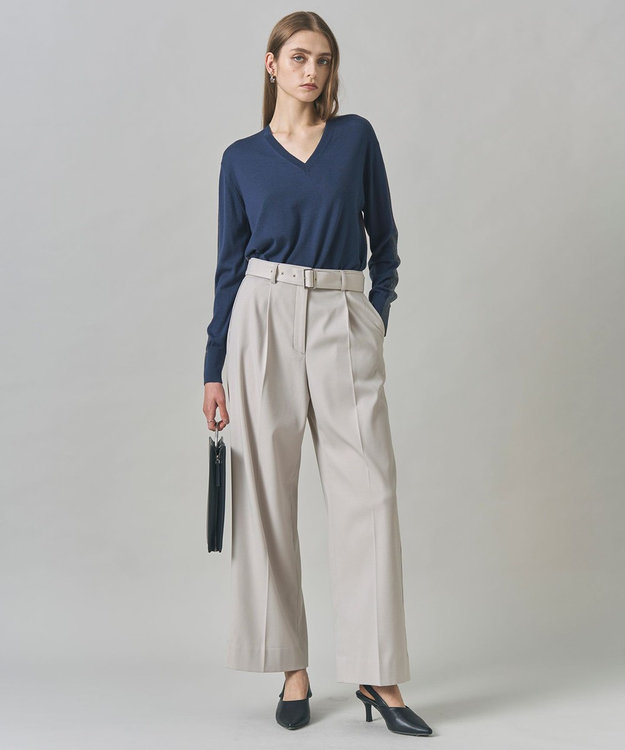 ICB L 【裏起毛】 ウォームサテン ワイドストレートパンツ トープ系