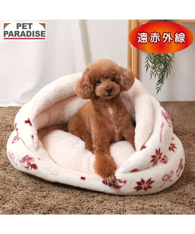 PET PARADISE ディズニー ミッキーマウス 遠赤外線 つぼ型 ボア カドラー ピンクベージュ