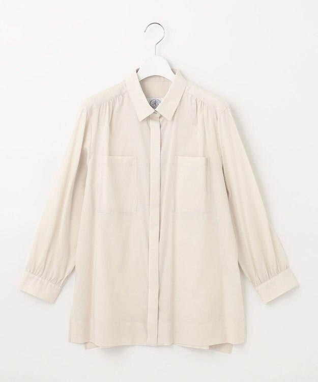 J.PRESS LADIES 【洗える】キュームコアソフトローン シャツ ブラウス ベージュ系
