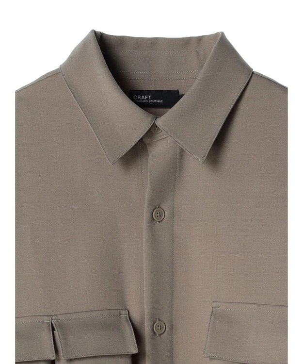 CRAFT STANDARD BOUTIQUE ポリエステルツイルポケッタブルシャツ Gray Beige