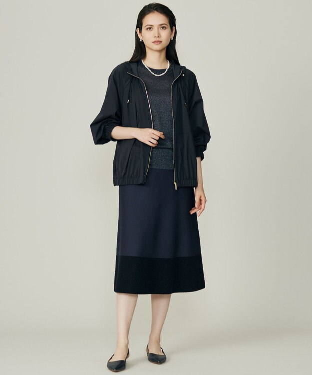 自由区 S モールブロッキングニット スカート ネイビー