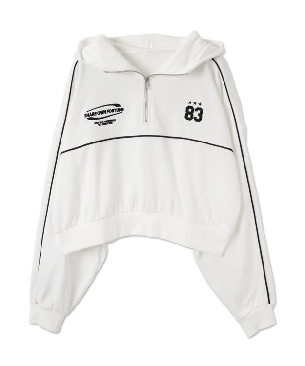 WEGO パイピングハーフジッププルパーカー ホワイト