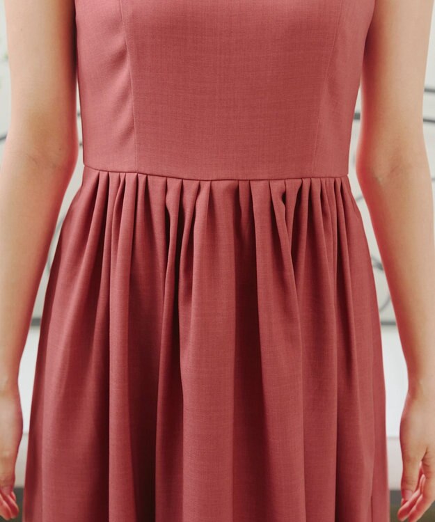 Tiaclasse 【洗える】麻調スクエアネックワンピース ピンク