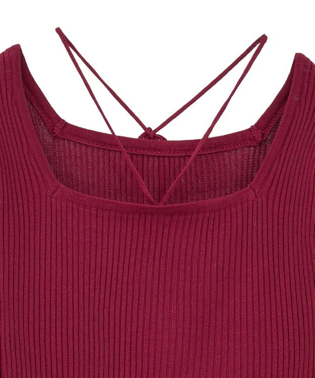 earth music&ecology 【洗濯機洗い可】スクエアホルターネックリブプルオーバー Bordeaux